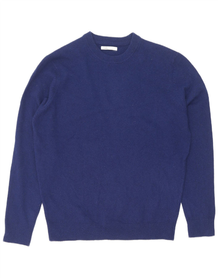 Zara Suéter masculino com gola redonda, azul médio