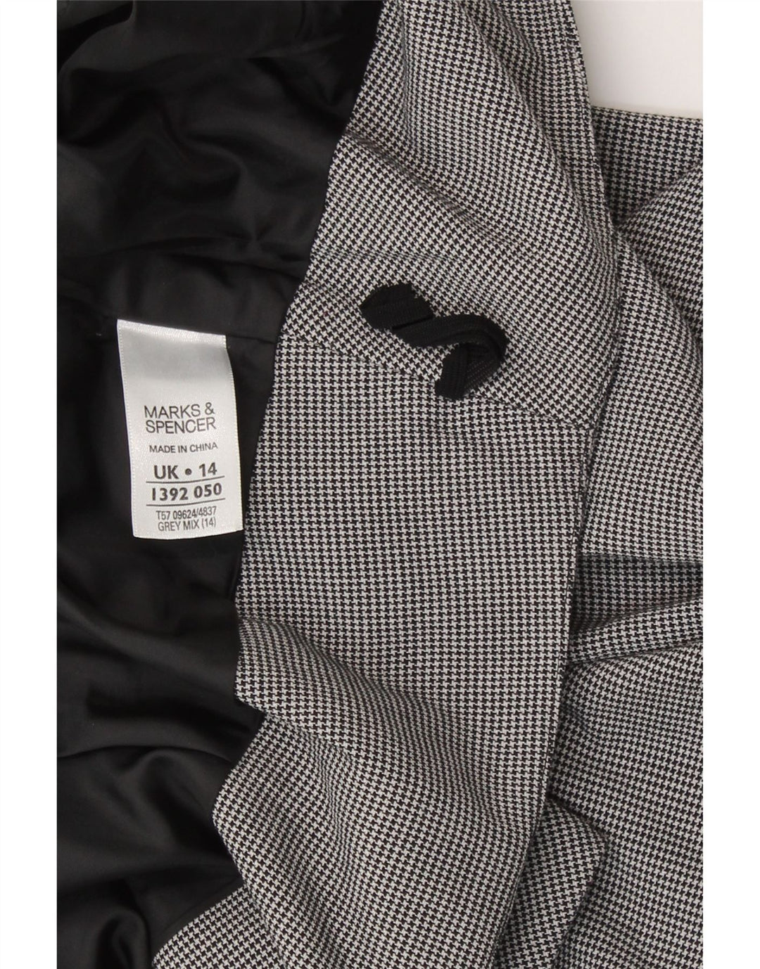Saia lápis feminina Marks & Spencer UK 14 grande W32 cinza houndstooth