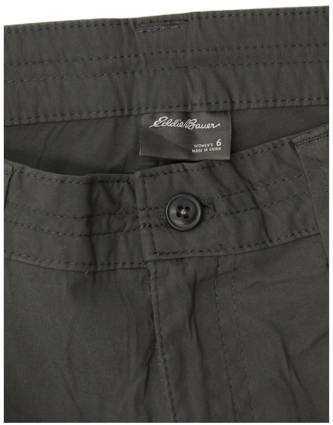 EDDIE BAUER Calça capri feminina reta US 6 médio W28 L20 cinza nylon