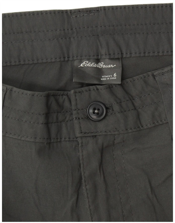 EDDIE BAUER Calça capri feminina reta US 6 médio W28 L20 cinza nylon