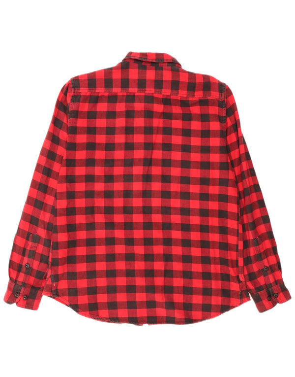 Camisa masculina de flanela Caterpillar XL algodão vermelho guingão