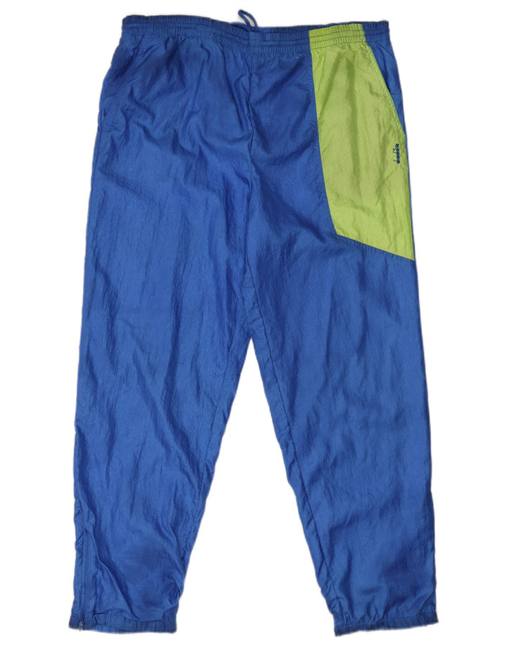 Calça de treino masculina Diadora Joggers grande azul colorblock poliamida