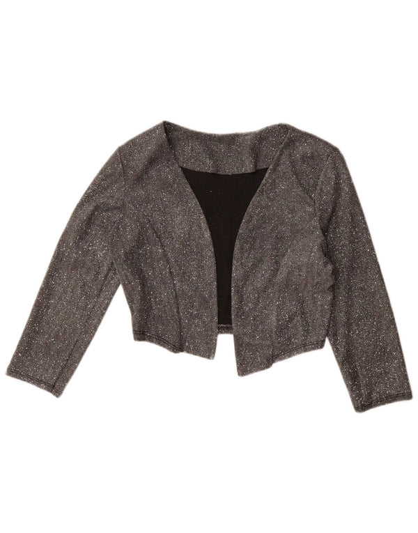 Bolero feminino vintage manga 3/4 UK 12 cinza médio manchado
