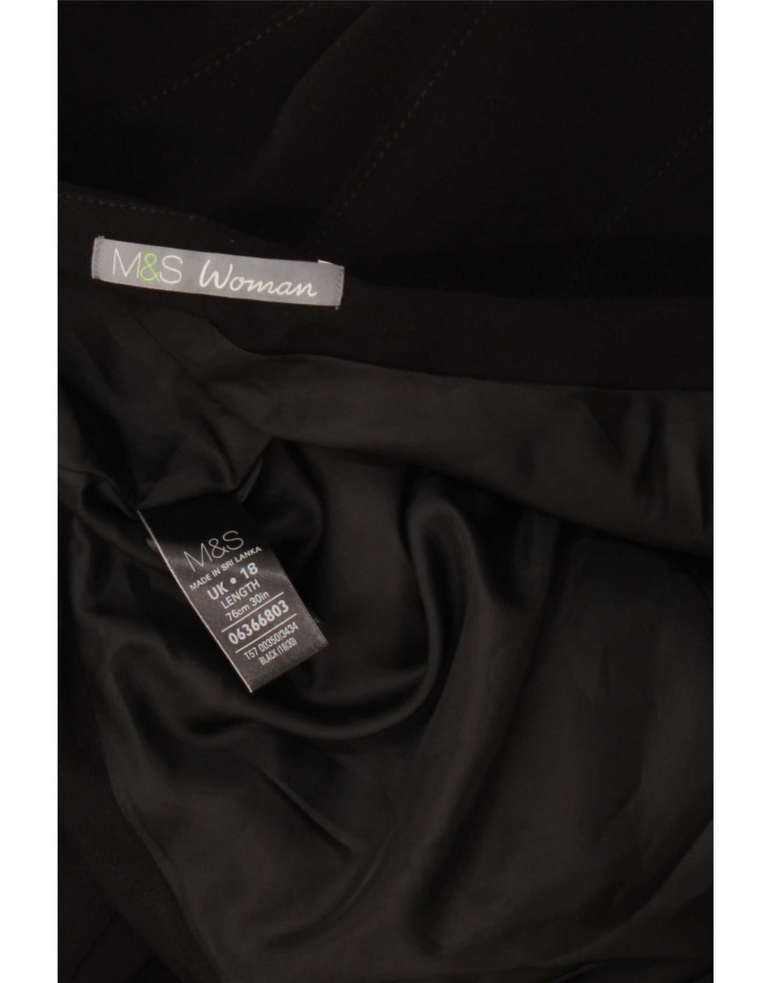 Saia feminina Marks & Spencer A-Line UK 18 XL W40 poliéster preto