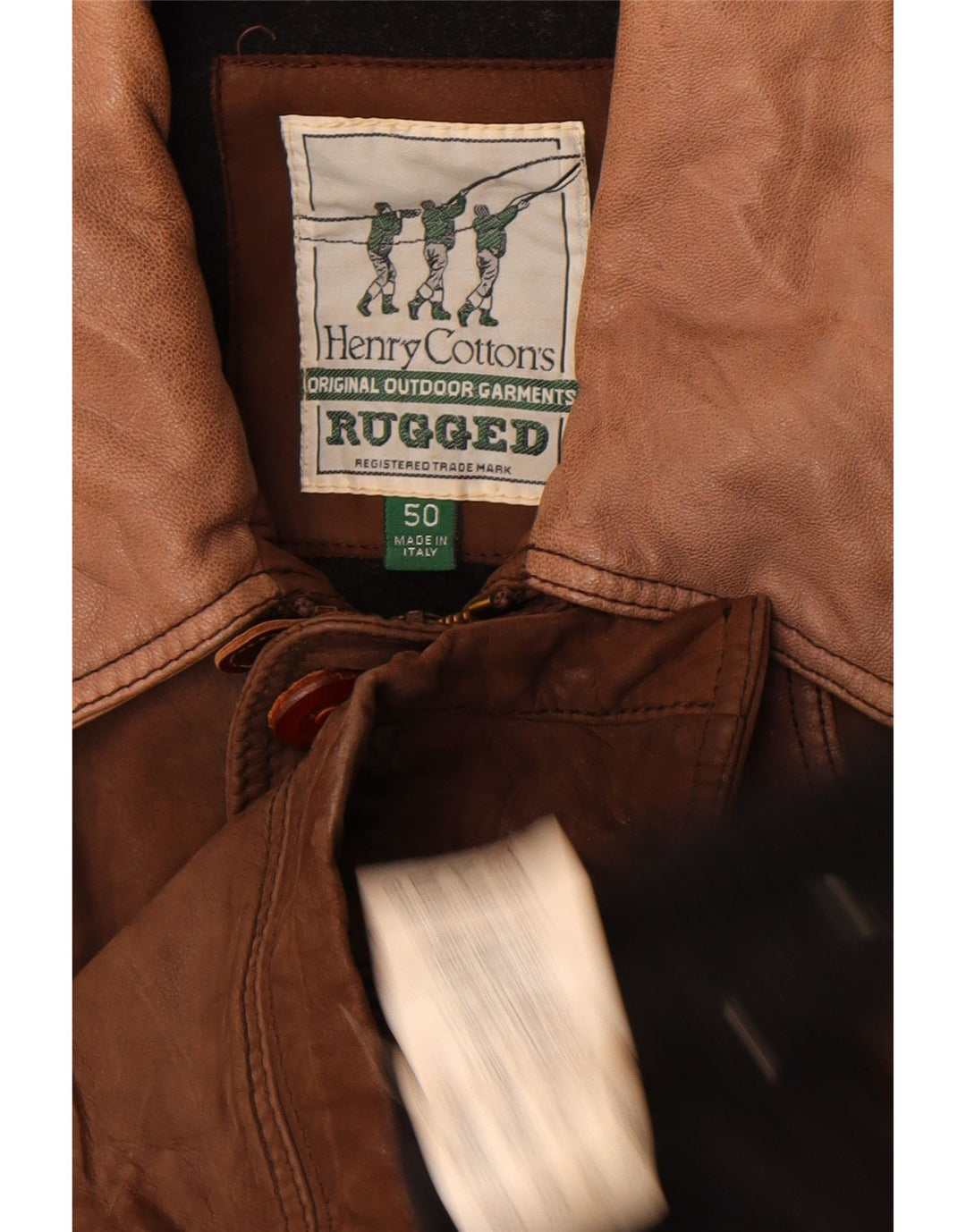 Jaqueta masculina de couro robusto Henry Cottons IT 50 grande couro marrom