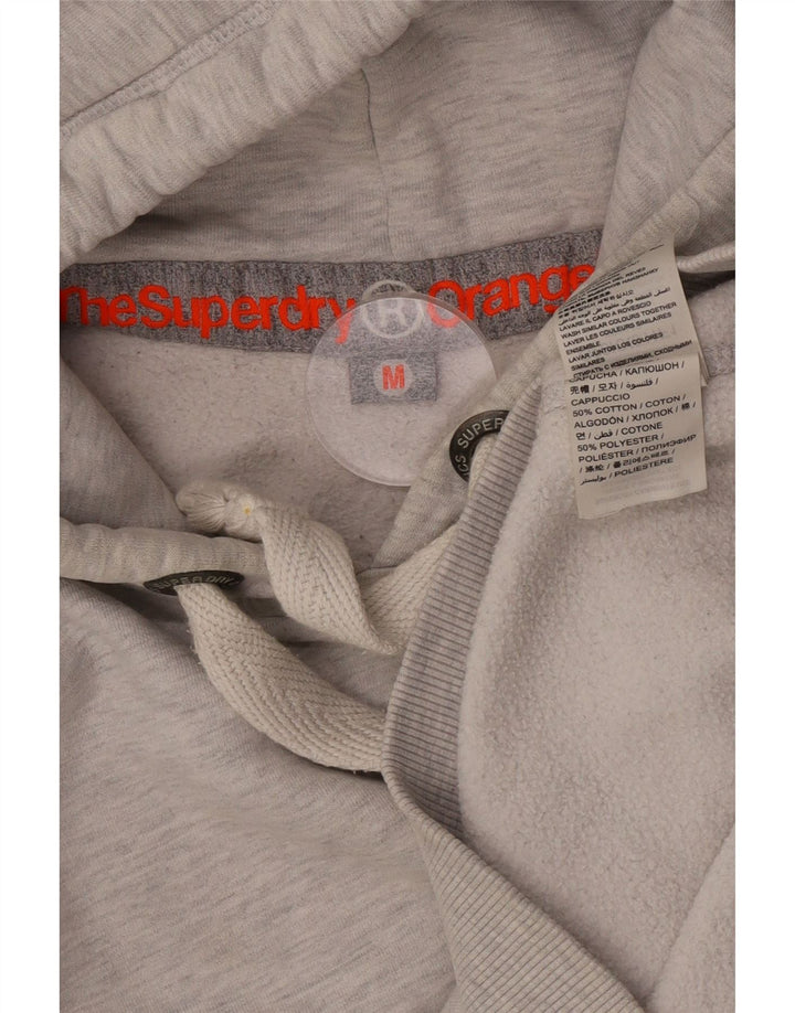 Suéter com capuz feminino Superdry UK 14 algodão cinza médio