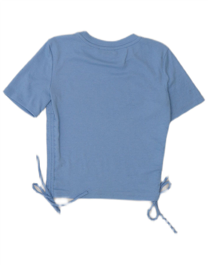Camiseta Zara Feminina Crop Top UK 10 Pequeno Azul