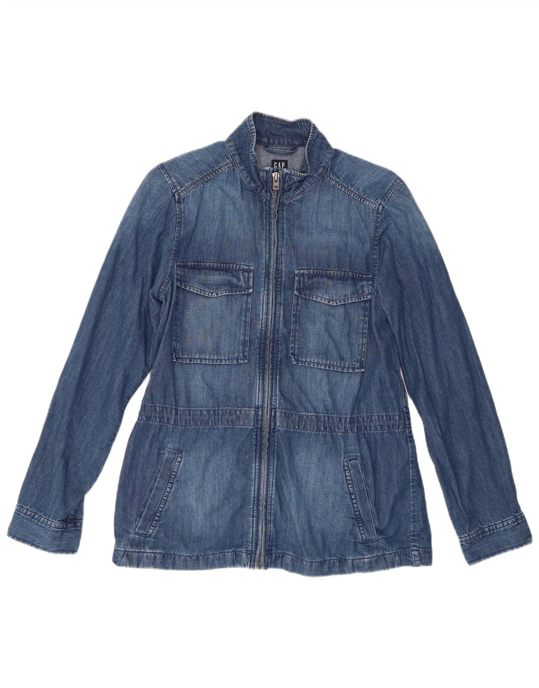 Camisa jeans feminina Gap UK 10 algodão azul pequeno