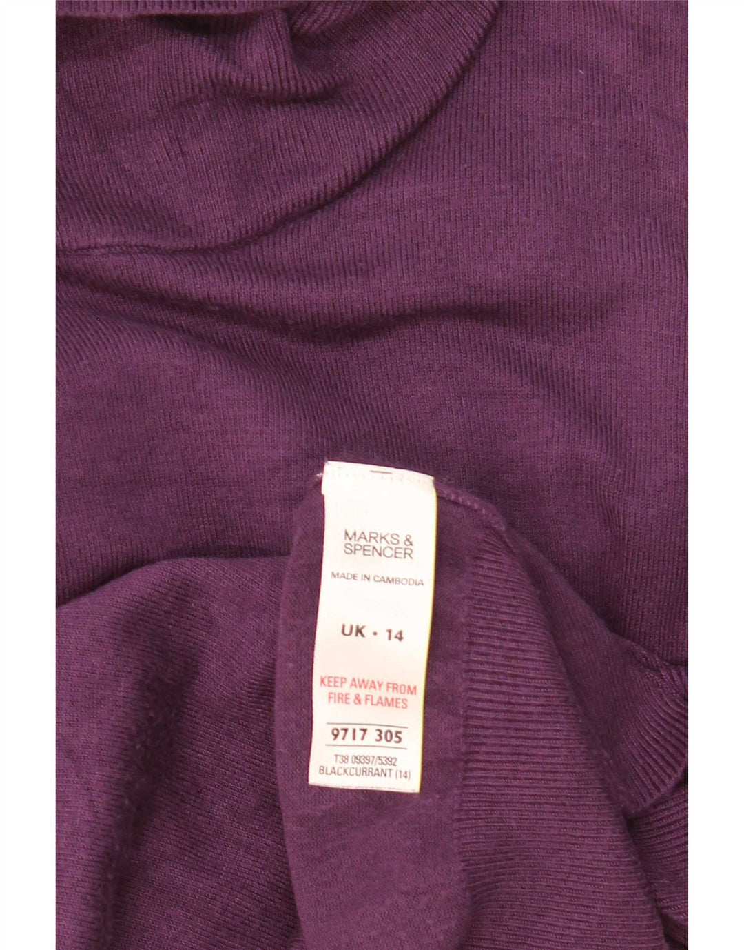 Suéter feminino Marks & Spencer com gola redonda e viscose roxa média Reino Unido 14