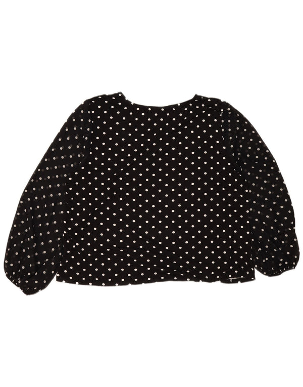 Blusa feminina Marks & Spencer Autograph manga comprida top Reino Unido 14 médio preto