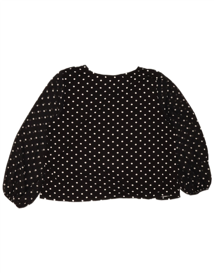 Blusa feminina Marks & Spencer Autograph manga comprida top Reino Unido 14 médio preto