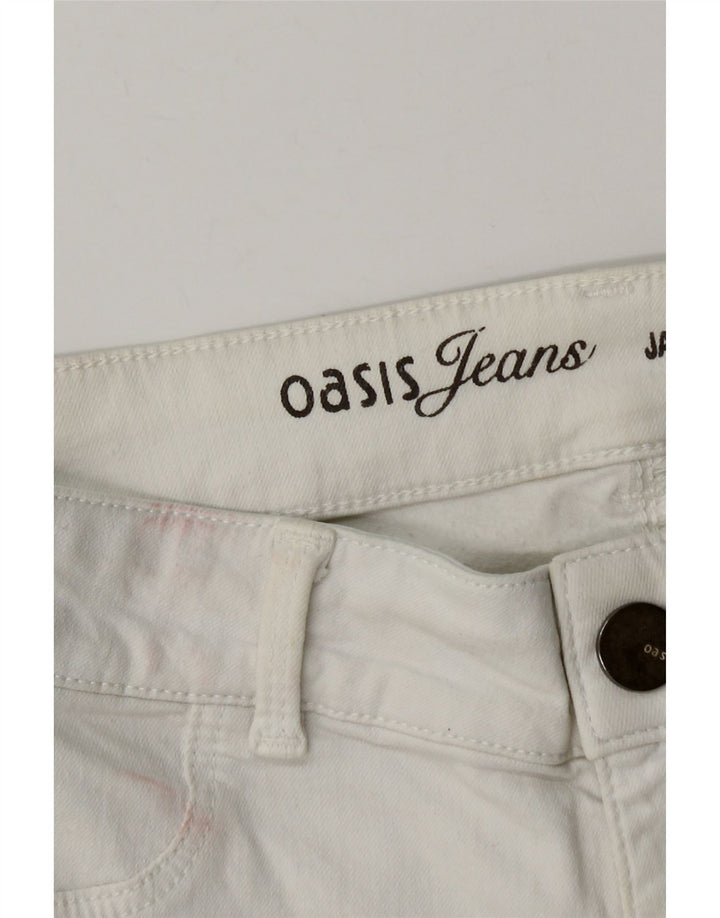 Shorts jeans feminino Oasis UK 12 médio W28 algodão branco