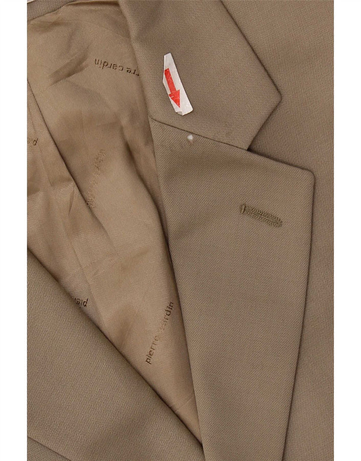 Jaqueta blazer feminina Pierre Cardin com 3 botões Reino Unido 40 grande bege lã nova