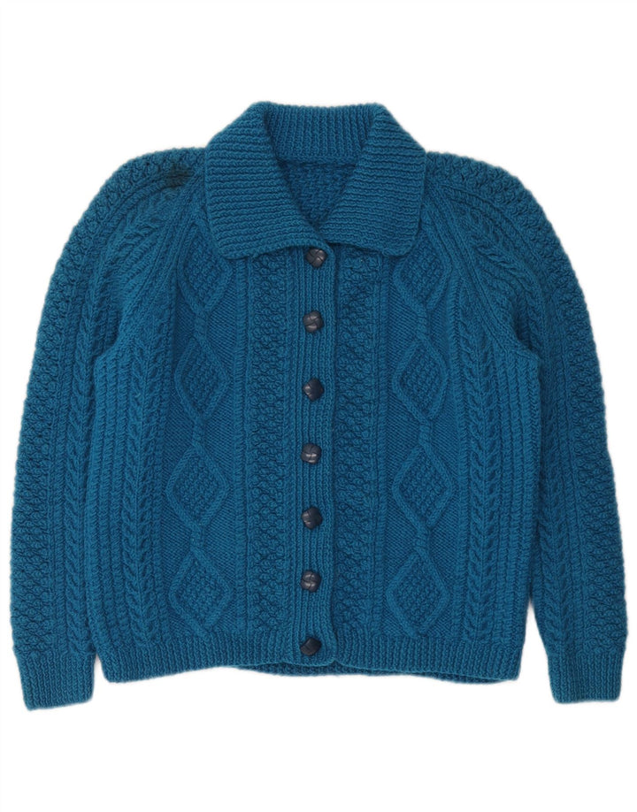 Suéter Cardigan Feminino Vintage UK 10 Pequeno Azul