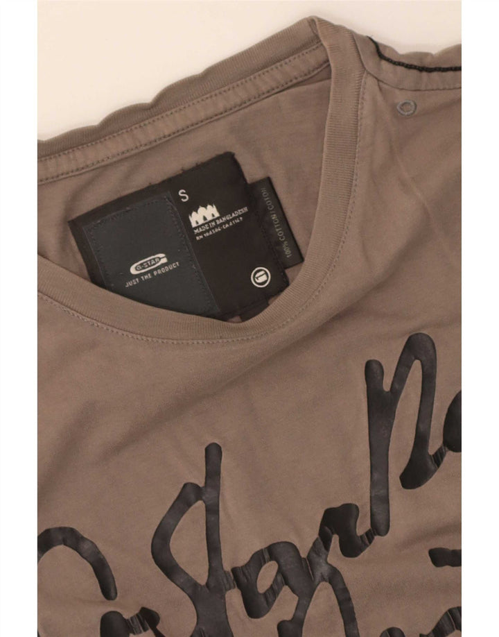 Camiseta gráfica masculina G-Star Top pequeno algodão marrom
