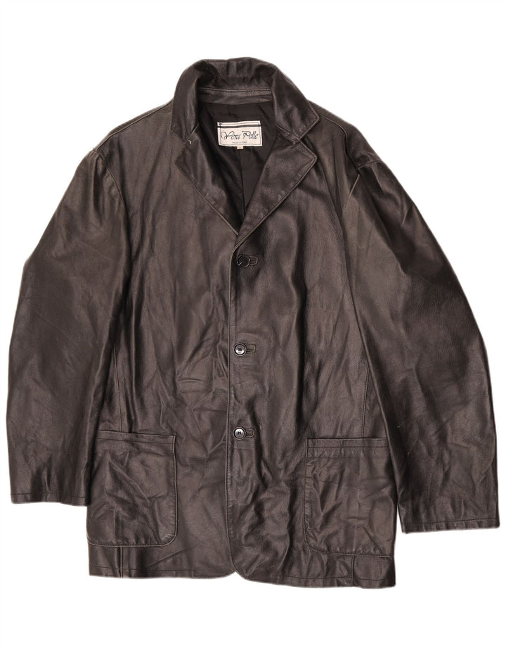 Jaqueta de couro feminina vintage UK 18 XL couro preto