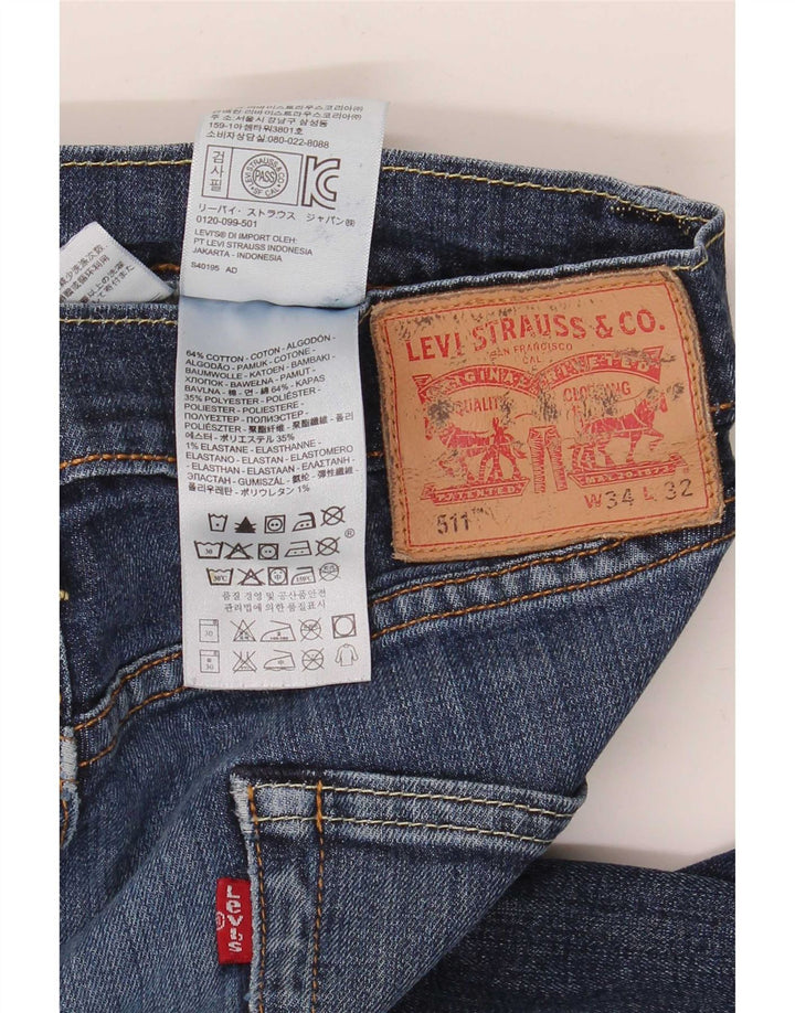 Calça Jeans Levis 511 Slim Masculina W34 L32 Azul Algodão