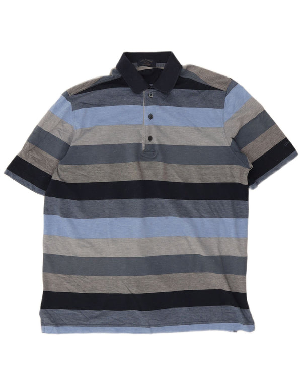 Camisa polo masculina Paul & Shark Yachting algodão listrado azul médio