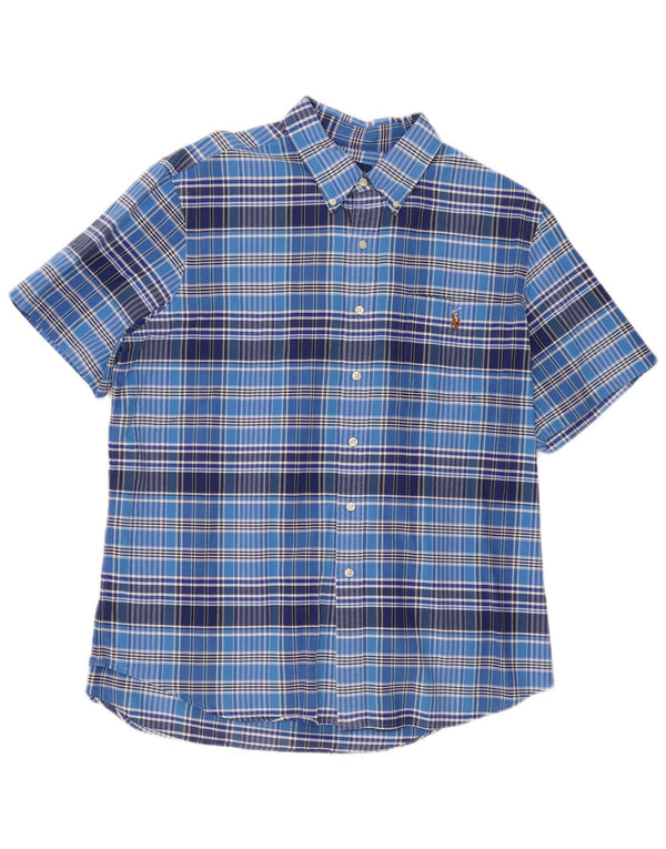 Camisa masculina de manga curta Ralph Lauren XL azul xadrez algodão