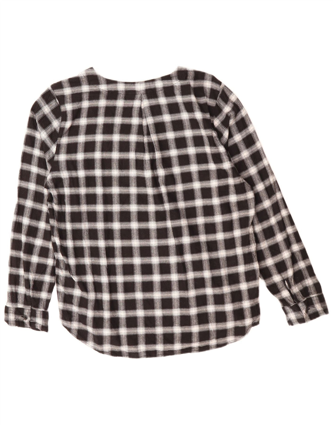 Camisa pulôver feminina Eddie Bauer de ajuste solto Reino Unido 14 algodão xadrez médio preto