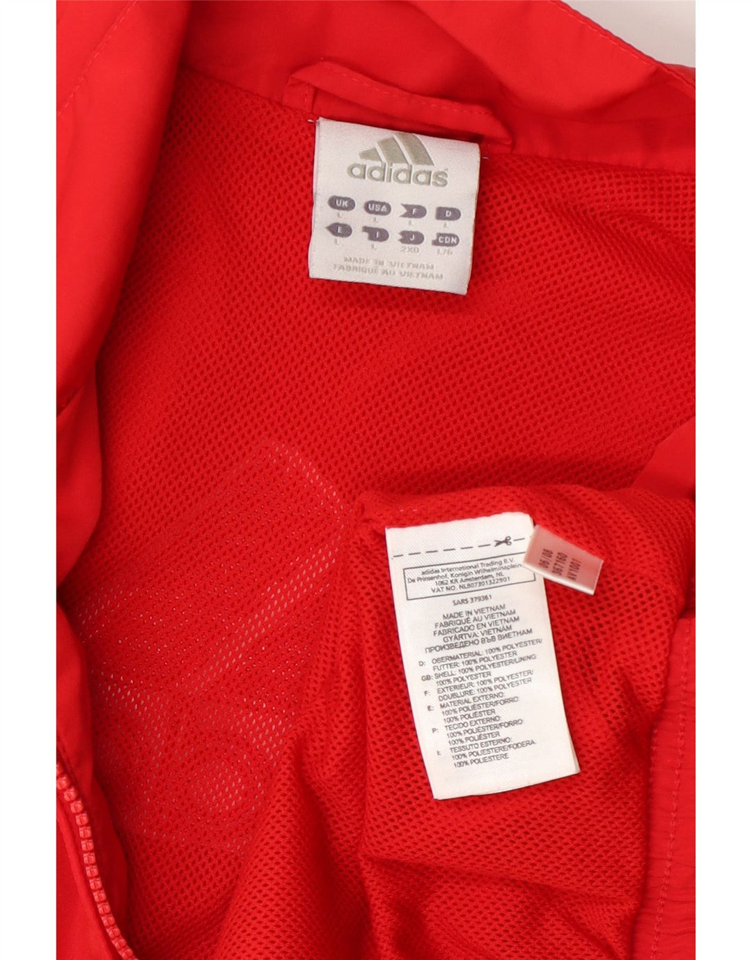 Adidas Womens Tracksuit Top Jacket UK 16 Grande Poliéster Vermelho