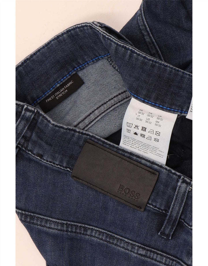 Hugo Boss Mens Slim Jeans W30 L29 Azul Marinho Algodão