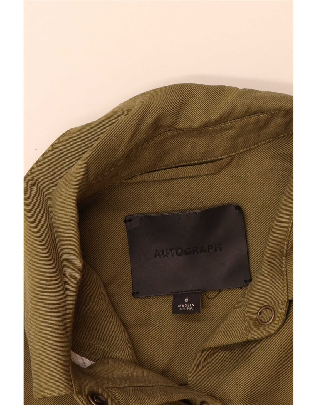 Camisa autografada feminina Marks & Spencer Reino Unido 8 pequena cáqui Tencel