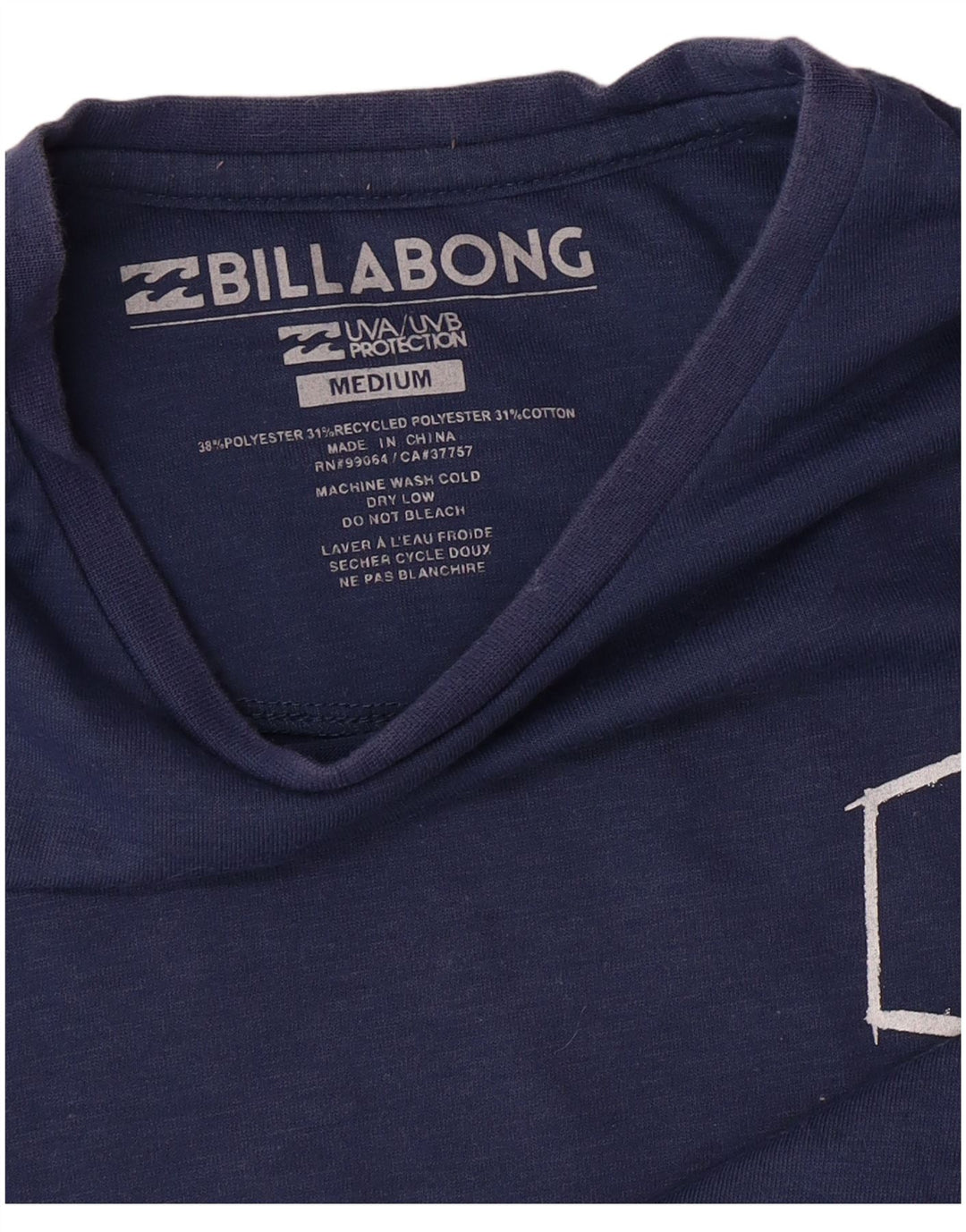 Camiseta feminina gráfica BILLABONG Reino Unido 14 poliéster azul marinho médio