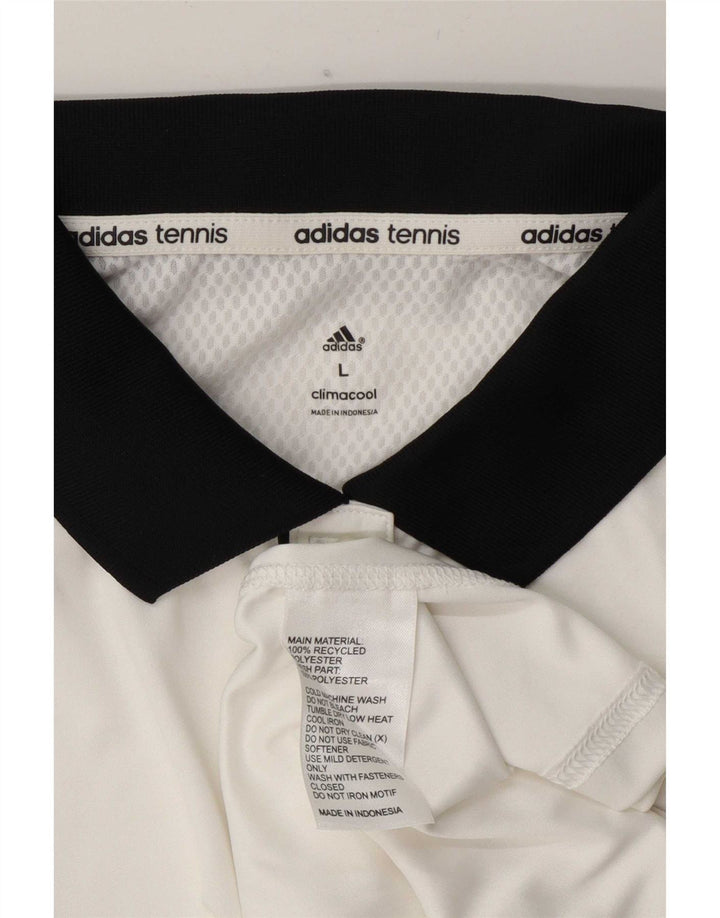 Adidas Womens Climacool Rugby Polo Shirt UK 16 Grande Branco Poliéster