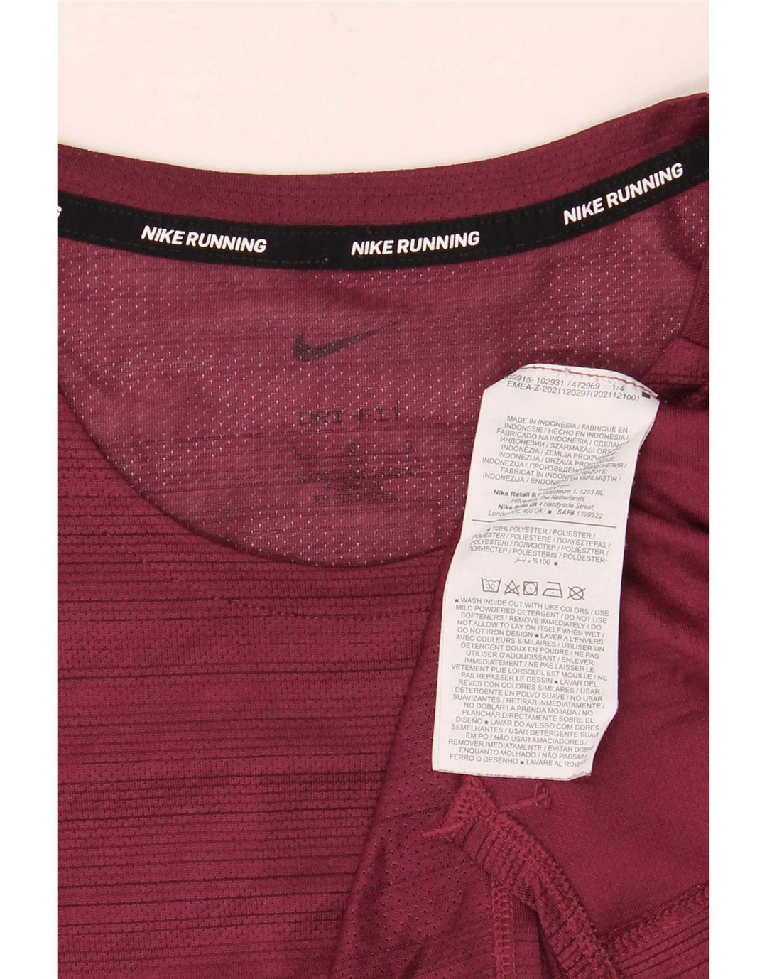 Camiseta Nike Masculina Dri Fit Top Grande Poliéster Listrado Borgonha
