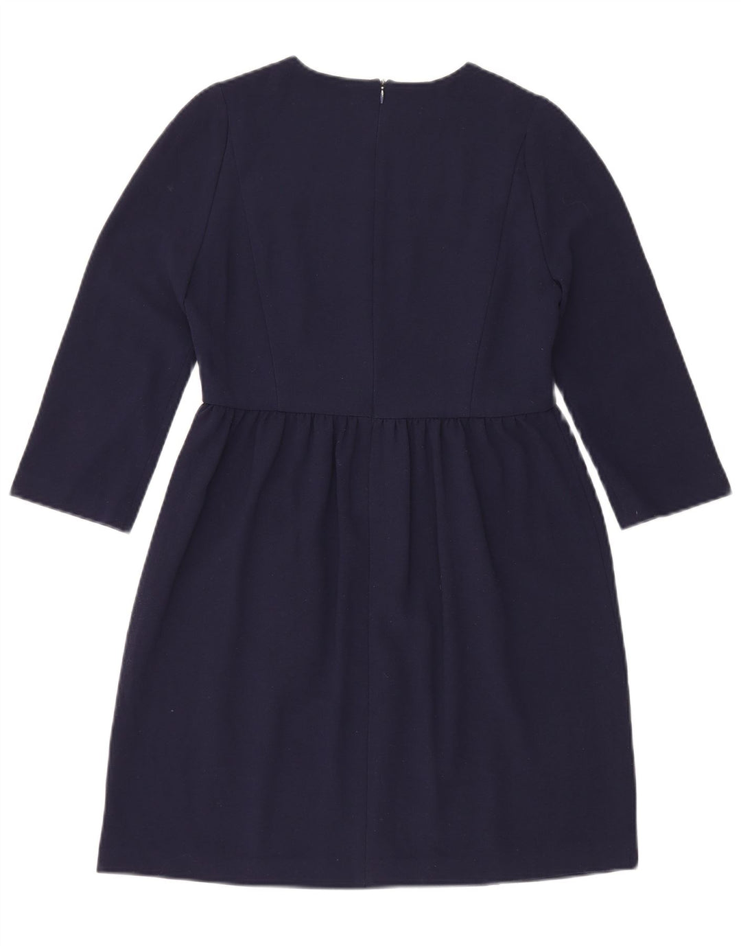 Vestido básico feminino Zara manga 3/4 Reino Unido 12 médio azul marinho