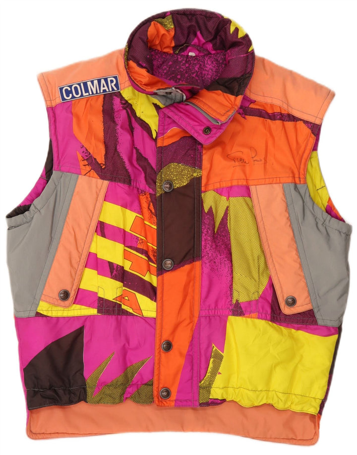 Colmar Mens Graphic Ski acolchoado Gilet UK 36 pequeno bloco colorido multicolorido