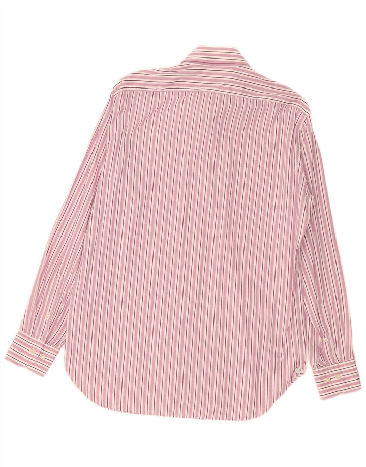 Camisa masculina Rodrigo grande listrada rosa algodão