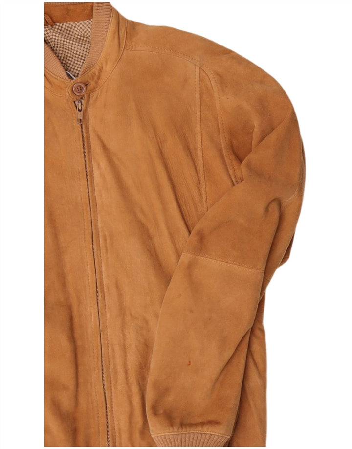 Jaqueta bomber masculina vintage de camurça UK 38 marrom médio