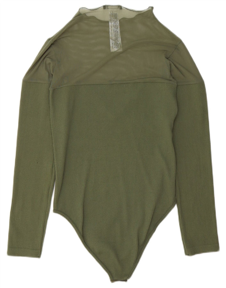 Body feminino de manga comprida ZARA UK 14 poliéster verde médio