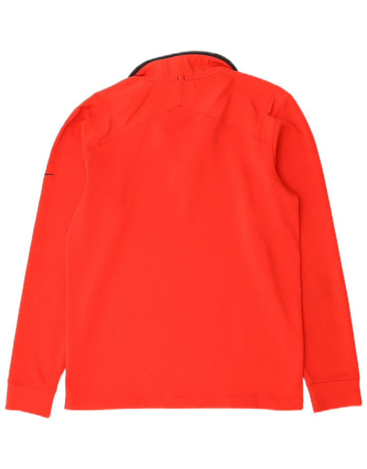 Nike Mens Dri Fit Zip Neck Top Manga Longa Pequeno Poliéster Vermelho