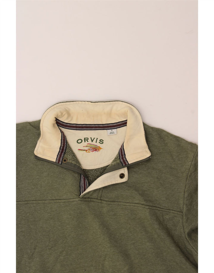 ORVIS Mens Zip Neck Sweatshirt Jumper XL Khaki Cotton Vintage Orvis and Second-Hand Orvis from Messina Hembry 