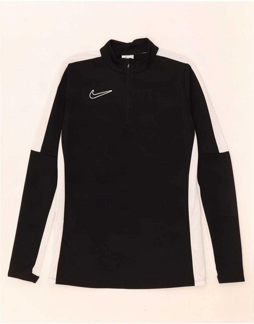 Nike Mens Dri Fit Zip Neck Pullover Treino Top XS Preto Colourblock