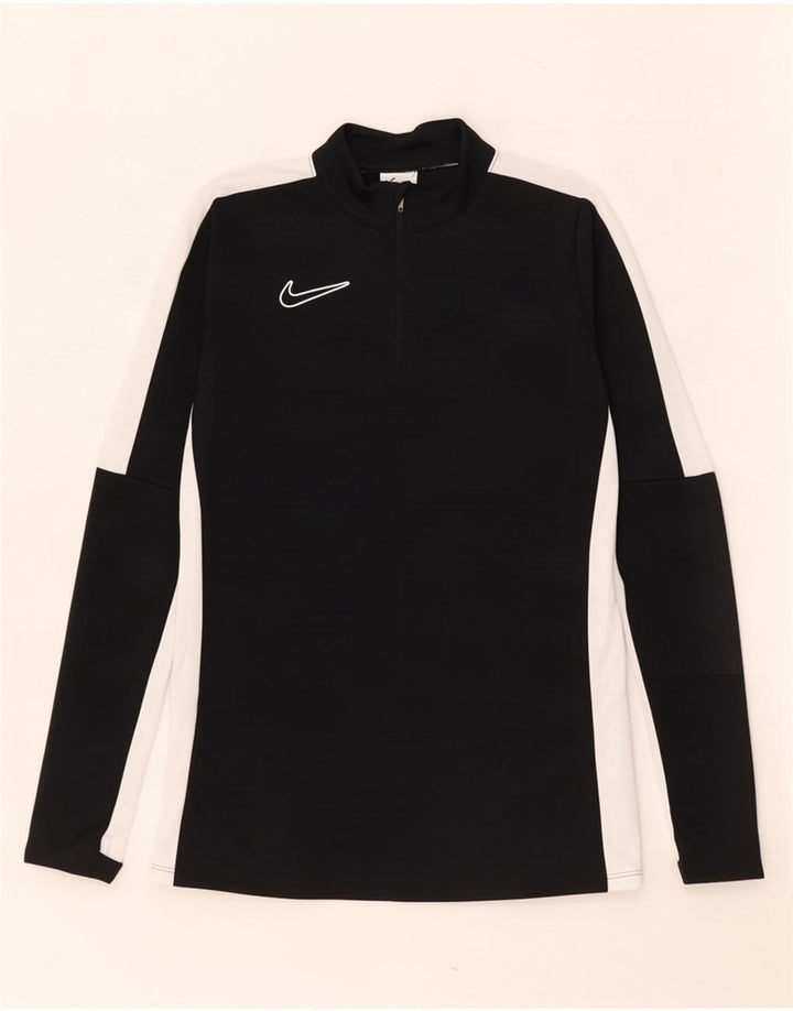 Nike Mens Dri Fit Zip Neck Pullover Treino Top XS Preto Colourblock