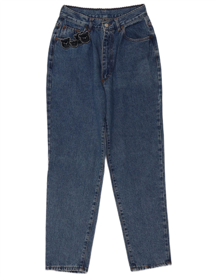 Calça jeans feminina vintage de cintura alta cônica W32 L30 algodão azul