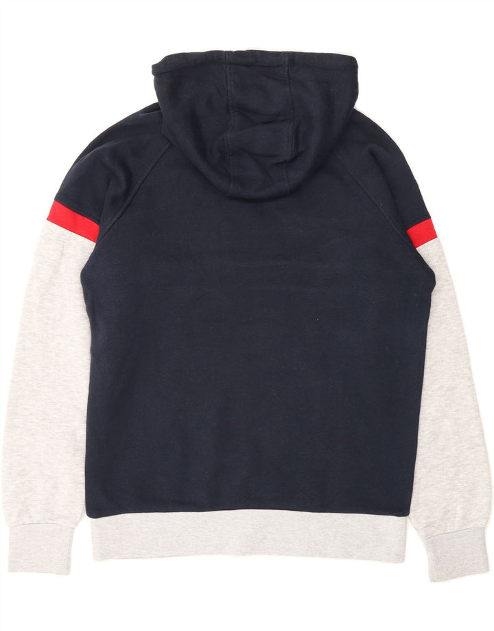 JACK & JONES Mens Hoodie Jumper Medium Navy Blue Colourblock Cotton Vintage Jack & Jones and Second-Hand Jack & Jones from Messina Hembry 