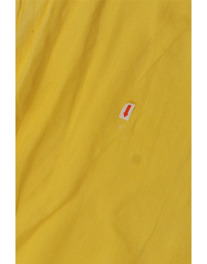 Blusa feminina sem mangas VINTAGE UK 18 XL linho amarelo