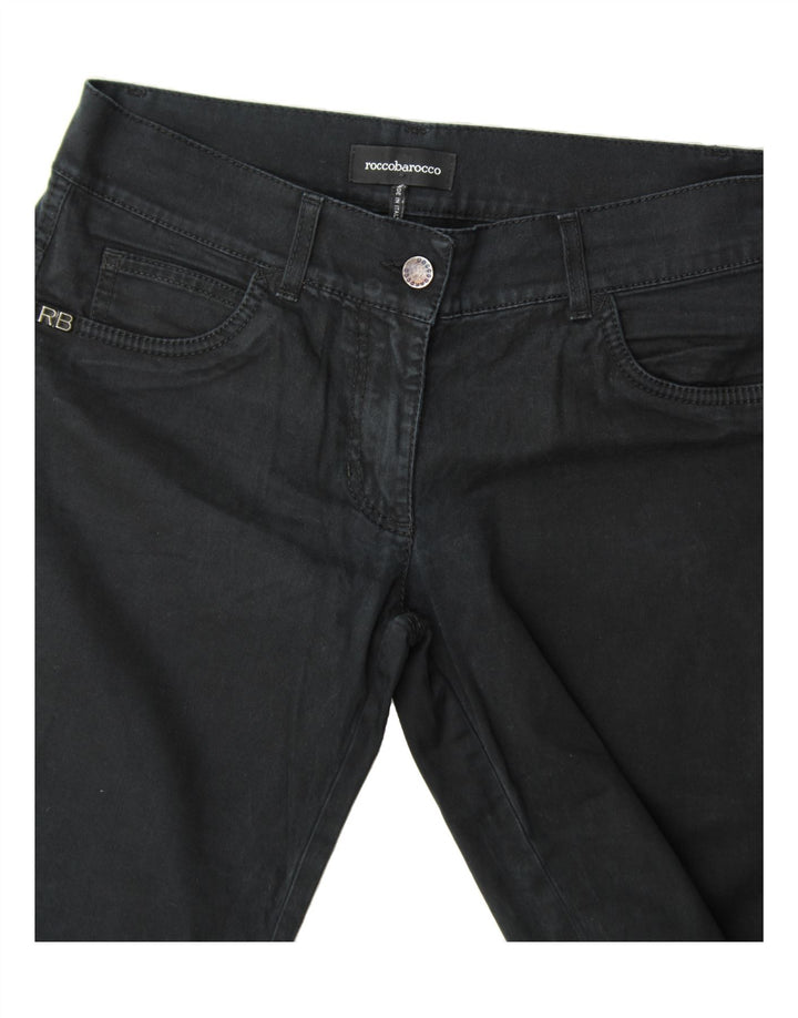 ROCCOBAROCCO Womens Slim Casual Trousers W31 L31 Navy Blue Cotton Vintage Roccobarocco and Second-Hand Roccobarocco from Messina Hembry 