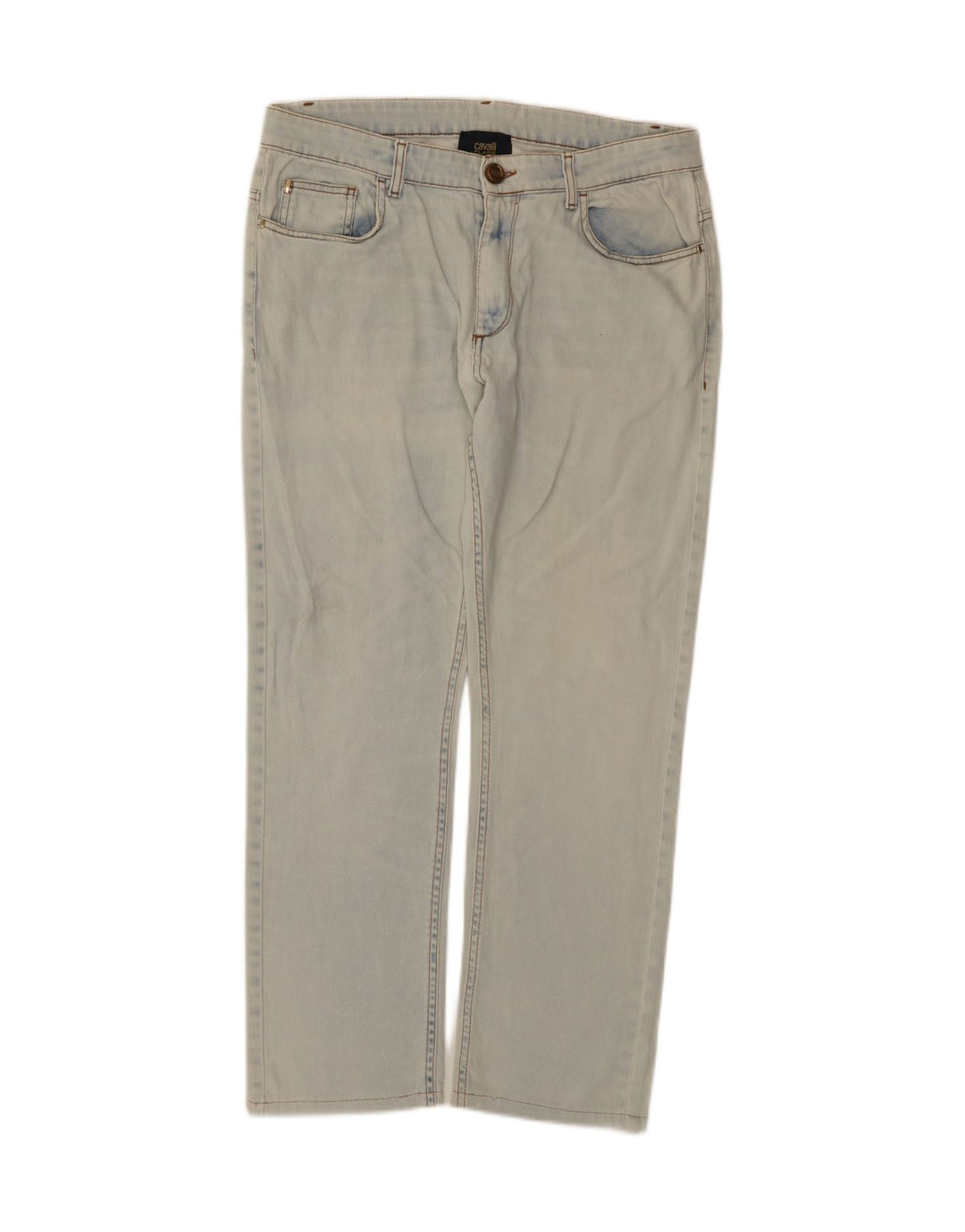 Calça jeans reta masculina Cavalli grande W34 L29 algodão azul