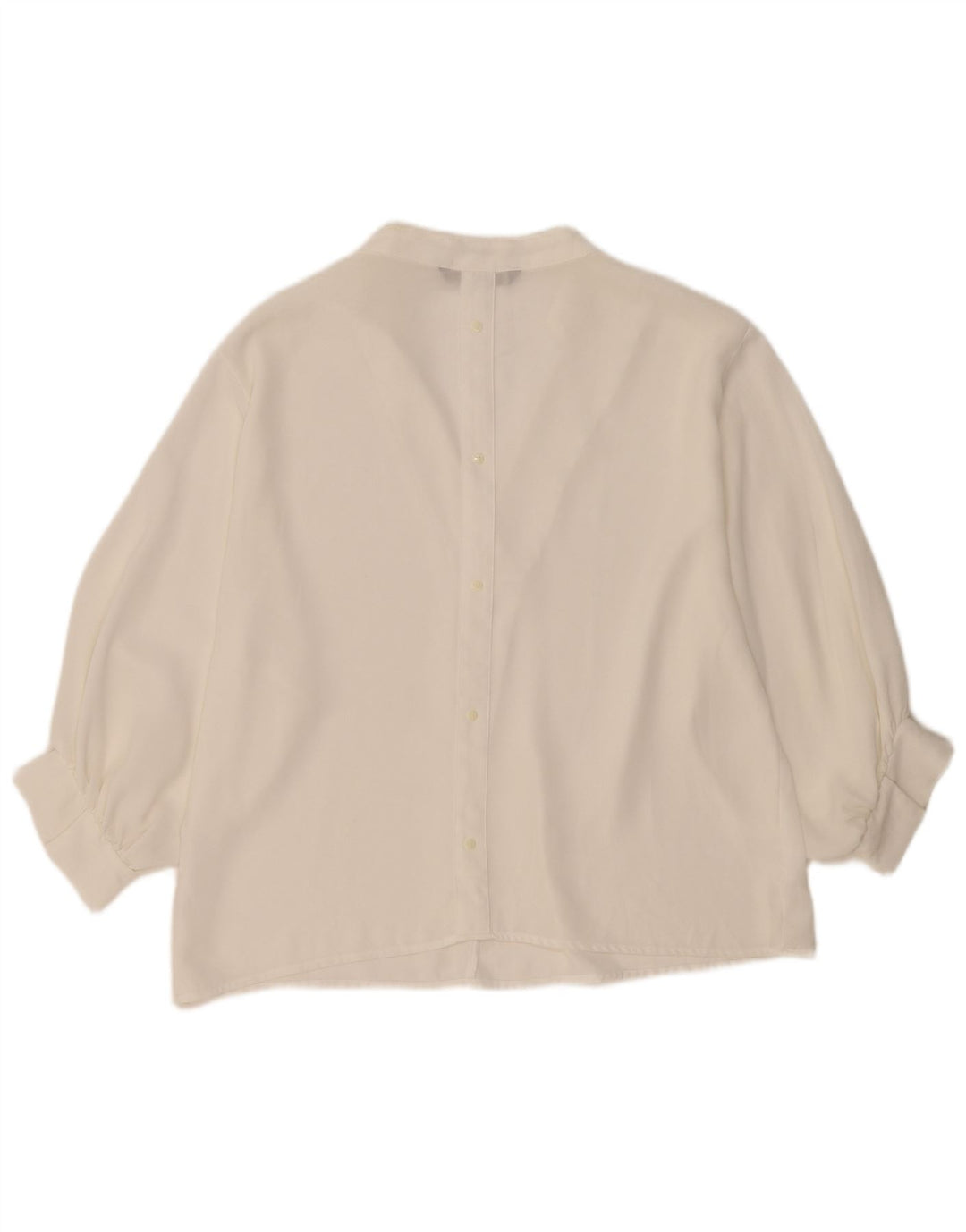 Blusa feminina ZARA manga 3/4 Batwing Reino Unido 14 médio branco poliéster
