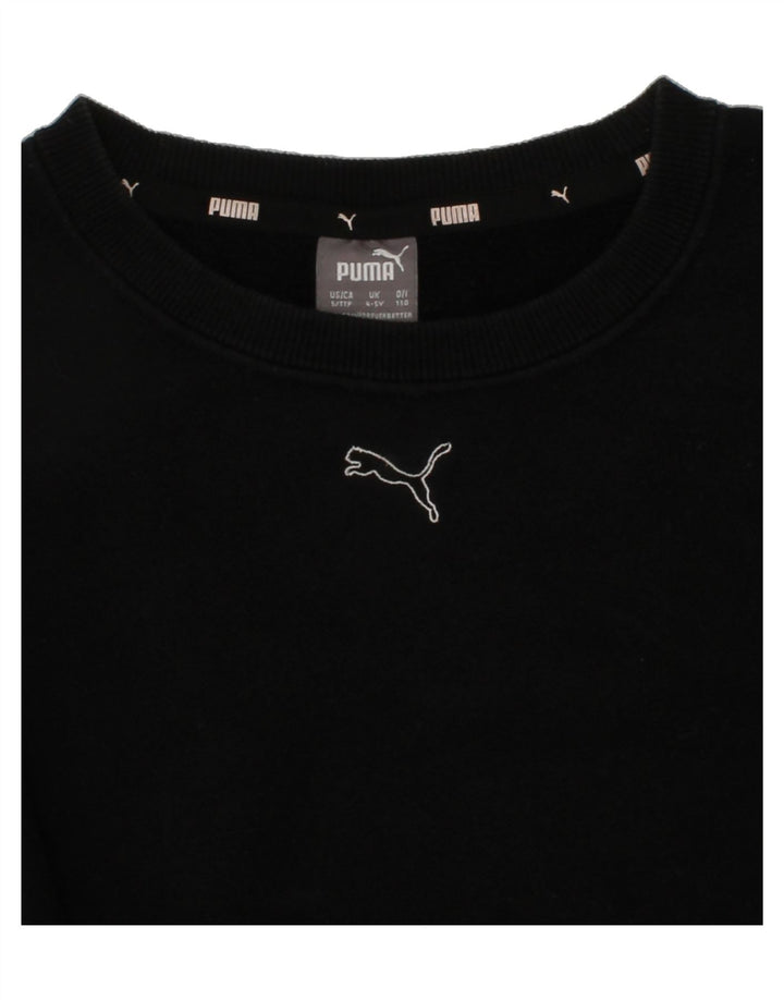 PUMA Girls Crop Sweatshirt Jumper 4-5 Years Black Cotton Vintage Puma and Second-Hand Puma from Messina Hembry 