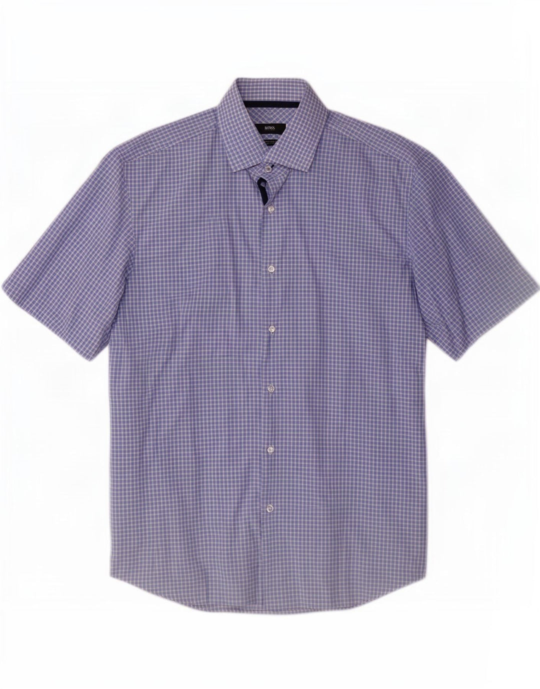 Camisa masculina Hugo Boss manga curta regular fit grande xadrez azul