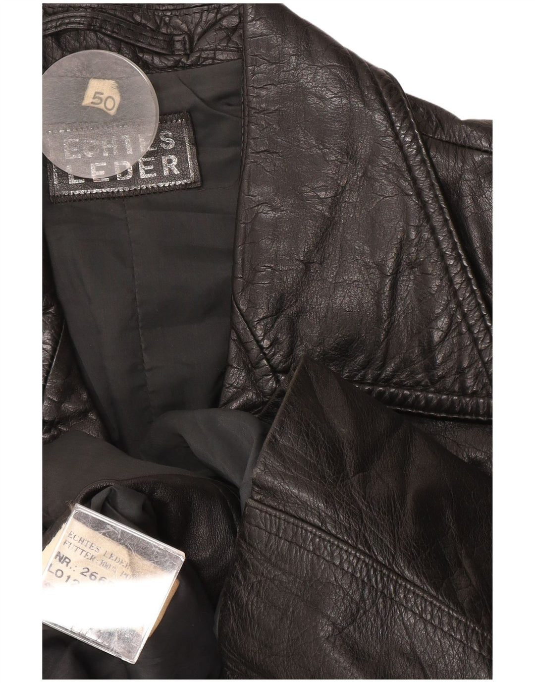 Jaqueta de couro masculina vintage EU 50 grande couro preto