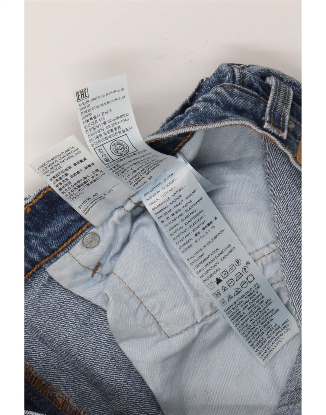 Calça jeans masculina Levi's 501 Straight W29 L32 azul algodão