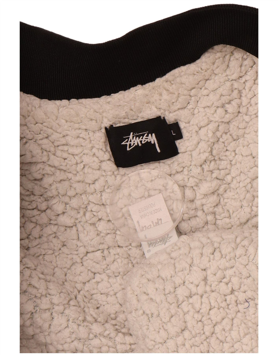STUSSY Masculino Sherpa Gilet UK 40 Grande Poliéster Preto